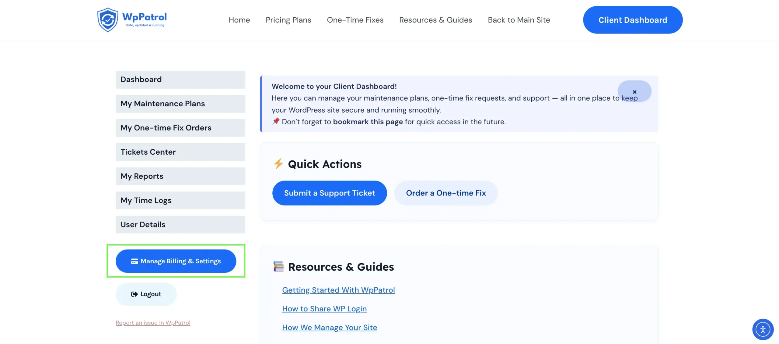 Step 1: Go To Manage Billing & Settings